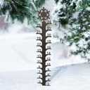 24 Inch Iron Art Snow Gauge - Christmas Holiday Snowflake Snowfall Measuring Gauge, Handmade Metal Snow Measuring Stick Garden Stakes for Yard, Christmas Rain Gauge Outdoor Decoration Gift (Snowflake)