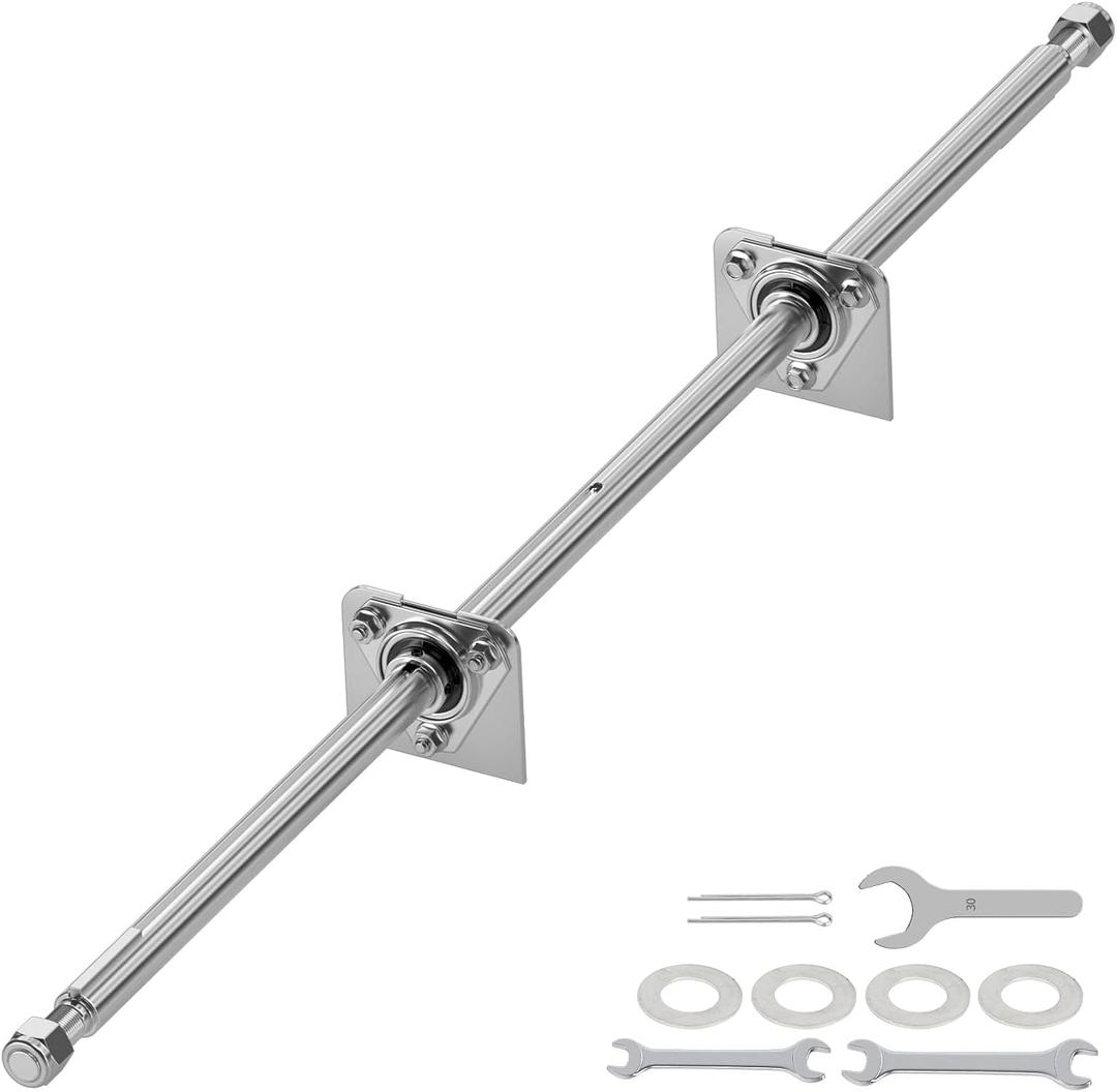 Heavy Duty DIY Steel 44" Go Kart Live Axle Kit 1" Diameter 3/4" Step Down 3/4-16" Fine Thread Ends 1/4" Keyway Replacement for Go Kart Cart ATV Quads Dune Buggies with Rear Axle Bearing Kit