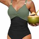 Daci Women's One Piece Swimsuit Tummy Control Bathing Suit Gold Metal Full Coverage Slimming Swimwear 2025 (XXL)