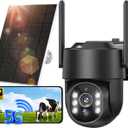 Solar Security Cameras Wireless Outdoor, 5G/2.4G Solar WIFI Cameras for Home Security, Battery Powered Outside Camera, Human Detection, Color Night Vision, 2-Way Talk for home Porch/Garage/Yard (Black One CAM)