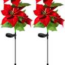 Aolyty Solar Garden Lights, IP65 Waterproof Solar Flowers Lights Landscape Lighting Simulation Poinsettia LED Light for Pathway, Garden, Patio, Yard, Lawn Outdoor Decorative (2 Pack)