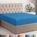 Full Fitted Bed Sheet - Bottom Single Fitted Sheet Only - Soft Hotel Luxury Bedding w/ 8-16 Inch Deep Pockets - Breathable, Cooling & Wrinkle Free - Easy-Care, Fade and Shrink Resistant - Denim Blue