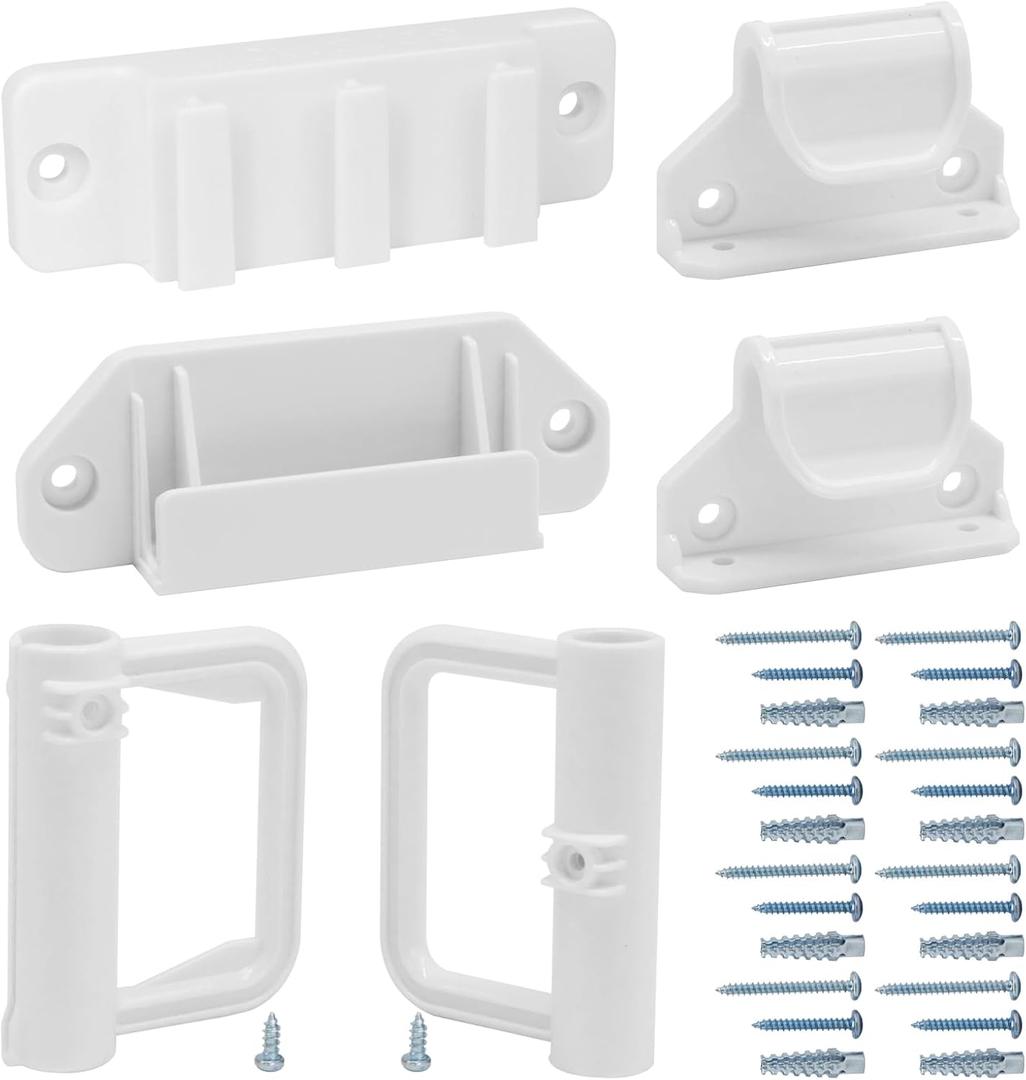 KISKIZ Retractable Baby Gate Replacement Parts Kit (White) Retractable Pet Gate Hardware Full Set Wall Mounting Accessories with Brackets Anchors and Screws Baby Gate Accessories Retractable Dog Gate
