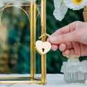 NCYP Glass Cards Box with Slot and Lock for Wedding - 12.6" x 5.9" x 9" Geometric Vintage Envelops Wishwell Card Holder - Tabletop Reception, Birthday Party Decor, Gold (Glass Box Only)