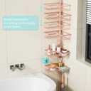 KEGII Corner Shower Caddy Tension Pole - 4-Tier Rustproof Bathroom Organizer, Floor to Ceiling Shower Caddy 25-114.2 inch, No Drilling Shower Storage Rack for Shampoo, Towels (Blush Nude)