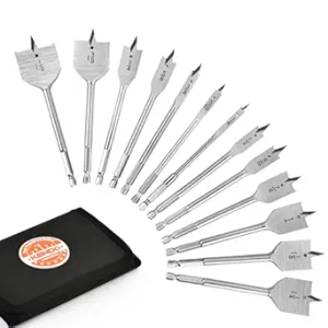 Drill Bit Sets, Alloy Steel Paddle Flat Bit with Quick Change Shank, Flat Wood Hole Cutter Fit for Woodworking, Assorted Bits with Nylon Storage Pouch