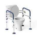 Loyoda Toilet Safety Rails for Seniors,Height-Adjustable Toilet Frame Width-Adjustable Toilet Handles Toilet Rail Provides Support for Seniors, Pregnant Disabled Blue