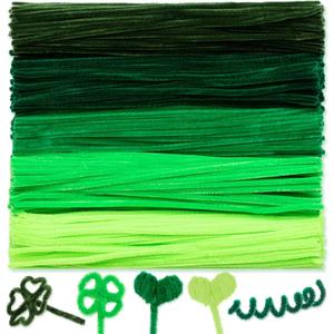 Peryiter 500 Pieces Pipe Cleaners Chenille Stems for Flowers Craft Supplies Bulk Fluffy Fuzzy Sticks for DIY Art Projects Creative Gift Wrapping Party Decorations(Green,12 Inch)