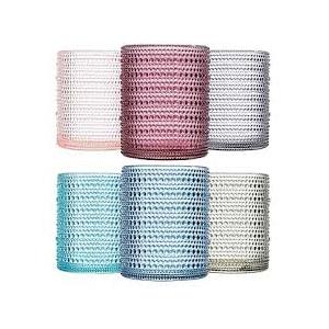 Colored Vintage Hobnail Drinking Glasses Set of 2, Embossed Water Tumbler 12oz, Kitchen & Bar Beaded Glass Cups, Beverage Glass Cups for Water, Beer, Juice, Cocktail Glassware, Mixed Color