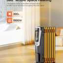 PELONIS Radiator Heater for indoor use Large Room with Remote, Thermostat & LED Display, Quiet Oil Filled Heater with 5 Temperature Settings, Overheat & Tip-Over Protection, Silver