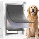 3-Flap Steel Large Dog Door for Exterior Doors with Sliding Lock Panel, Energy-Efficient Insulated Pet Door, Extreme Weather Doggy Door with Telescoping Tunnel, Never RustPets Up to 100 Lb