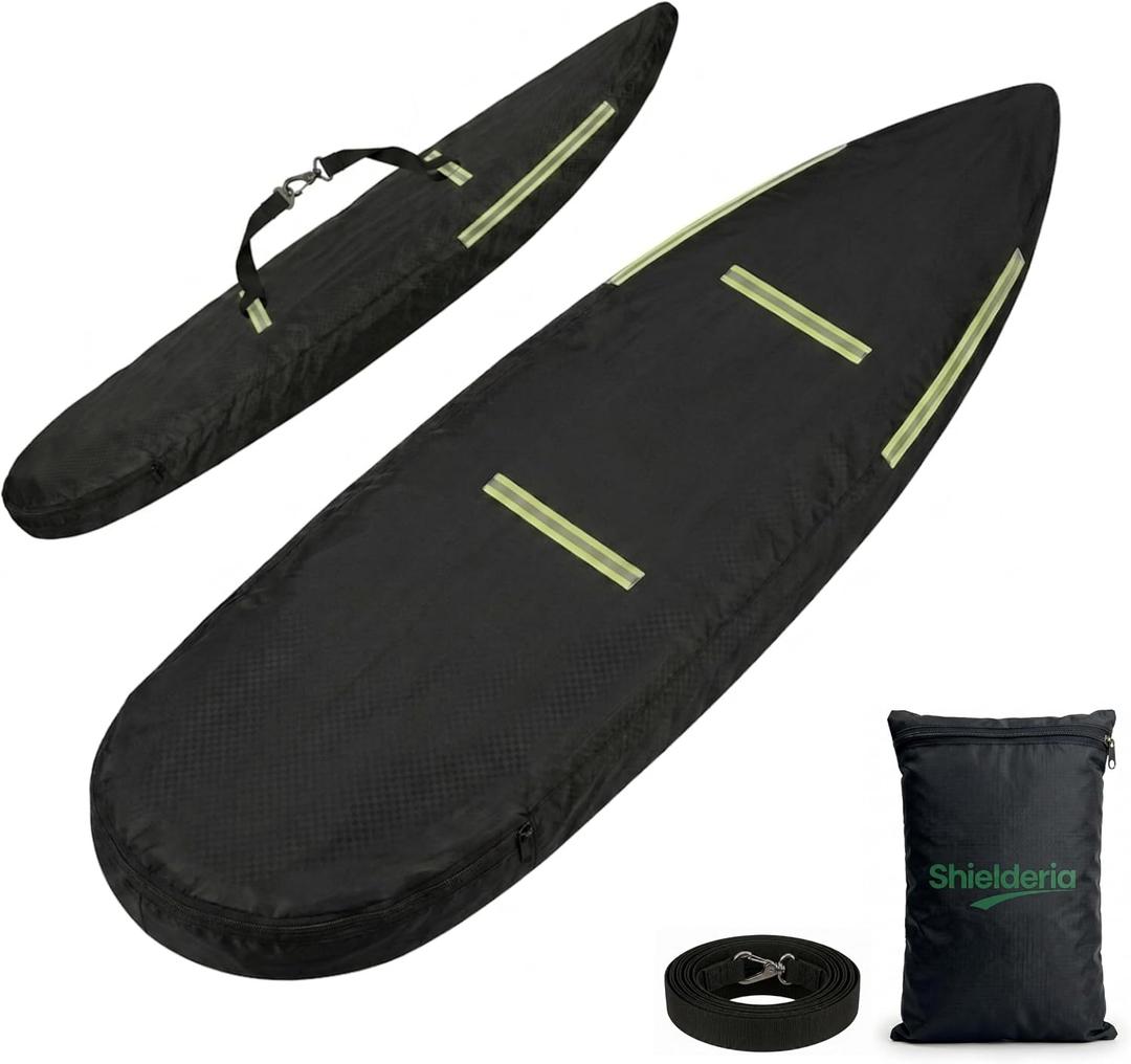 10-12 FT Kayak Cover, Made of 600D Oxford Fabric with a Cotton Lining. Features a Full-Coverage Design, Complete with Zippers and Fluorescent Straps.Suitable for Both Indoor and Outdoor Storage