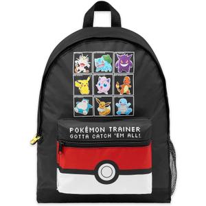 Pokemon Backpack for Kids Teens Boys Girls Pikachu Anime Bookbag Daypack Bag School Sports Gifts for Kids (Black/Red)