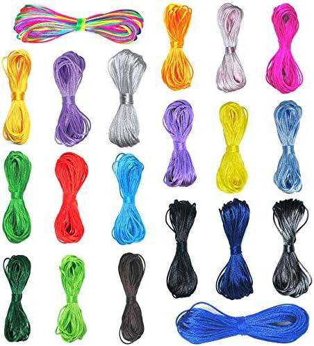 2 x Nylon Cord for Bracelet Making 1.5mm Nylon Cord Rattail Cord 20 Bundles 219 Yard Silk Satin Cord Satin Cord Nylon Cord for Jewelry Making Chinese Knotting Cord Strings for Bracelets