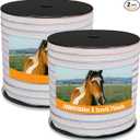 Wowangce 2 Rolls 3/4 Inch x 1640 ft Electric Fence Tape for Livestock Polytape Fencing Horse Fence with High Visibility