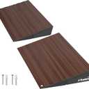 Ruedamann 2" Rise Modular Threshold Ramp for Doorways, 2200 lbs Capacity, Elegant Dark Wood Grain Door Threshold Ramp, Aluminum Non-Slip Door Ramps for Wheelchair, Walker, Scooter, Pets, 2 Pcs
