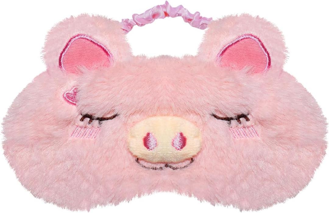 Cute Piggy Eye Mask for Sleeping, Travel Breathable Funny Novelty Animal Sleep Mask, Blackout Sleep Eye Shade for Women Girl Night Nap Travel Deep Sleeping (Pink Piggy)
