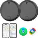 Tracker Tags for Android & iOS, Key Finder Tracking Device Smart Tracker Tag for Luggage, Wallet, Bike, Bags - Both Works with Apple Find My & Google's Find Hub - 2 Pack (Black)
