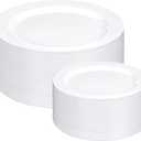 200PCS White Plastic Plates Disposable 10inch Dinner Plates and 7inch Dessert Salad Plates Heavy Duty Plates for Wedding Party and Birthday