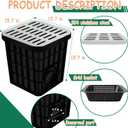 18x18x15 in Large Catch Basin with 304 Stainless Steel Grate,Catch Basin for Drainage with Debris Basket,French Drain Catch Basins Without Pre Drilled Holes are Suitable for Courtyards (18x18x15 in-A)