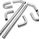JY PERFORMANCE 2.5 Inch Universal T304 Stainless Steel Exhaust Pipe Tubing Kit 16 Gauge Custom Straight U Bend 45 & 90 Degree Mandrel 8PCS