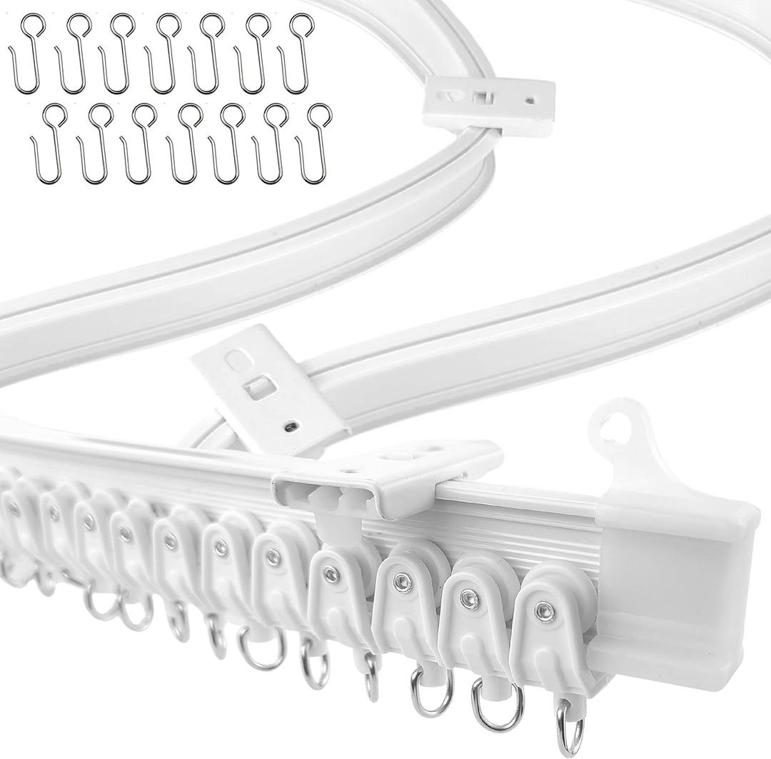 UrbanRed Flexible Bendable Ceiling Curtain Track, 39.4FT (12m), Mount for Rail with Curtain Tracks System, Room Divider, Curtains Rod, RV Ceiling Track for Curtains, Long Curved Hospital System, White