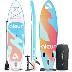 aleur Explorer Inflatable Stand Up Paddle Board Package W Premium SUP Accessories & Backpack, Non-Slip Deck, Leash, Paddle and Hand Pump | Elegant, Fun, Portable,Versatile