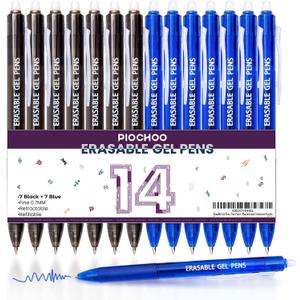 14 Colors Erasable Gel Pens, Fine Point, Retractable Clicker Pens, 7 Black/7 Blue Inks for Planners and Crossword Puzzles 14 Colors Erasable Gel Pens, Fine Point, Retractable Clicker Pens, 7 Black/7 Blue Inks for Planners and Crossword Puzzles