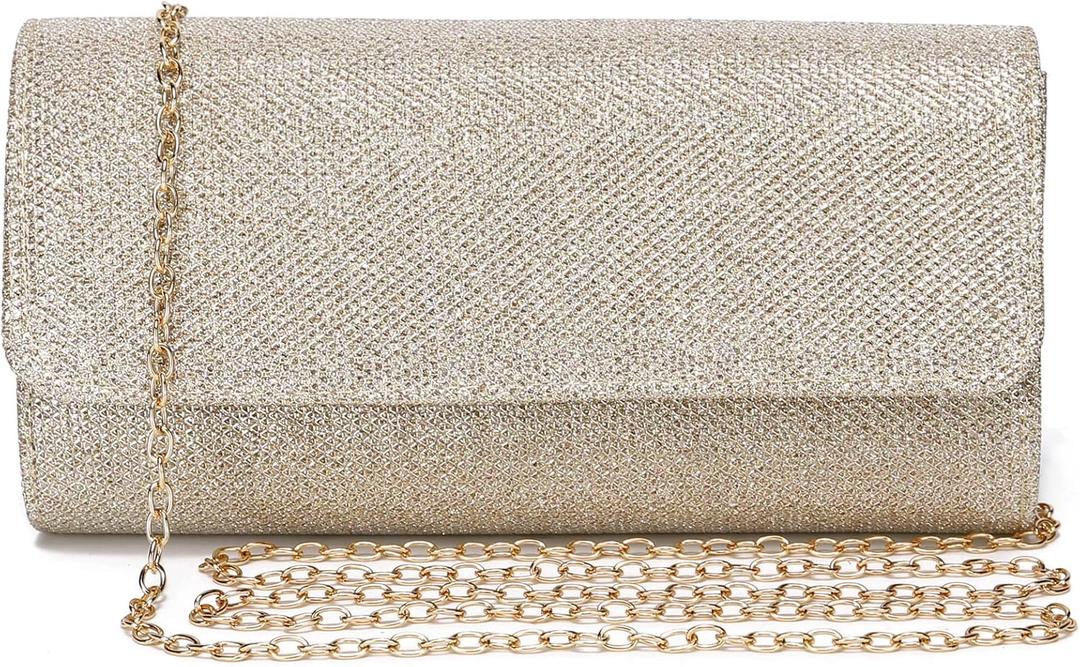 Outrip Women's Evening Bag Clutch Purse Glitter Party Wedding Handbag with Chain (Apricot)