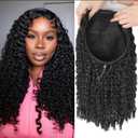 Burmese Curly Half Wigs Human Hair 250% Density Curly 3 In 1 Half Wigs With Drawstring for Women Water Wave Glueless Wig Human Hair with Spiral End (Half Wig, 26inch)
