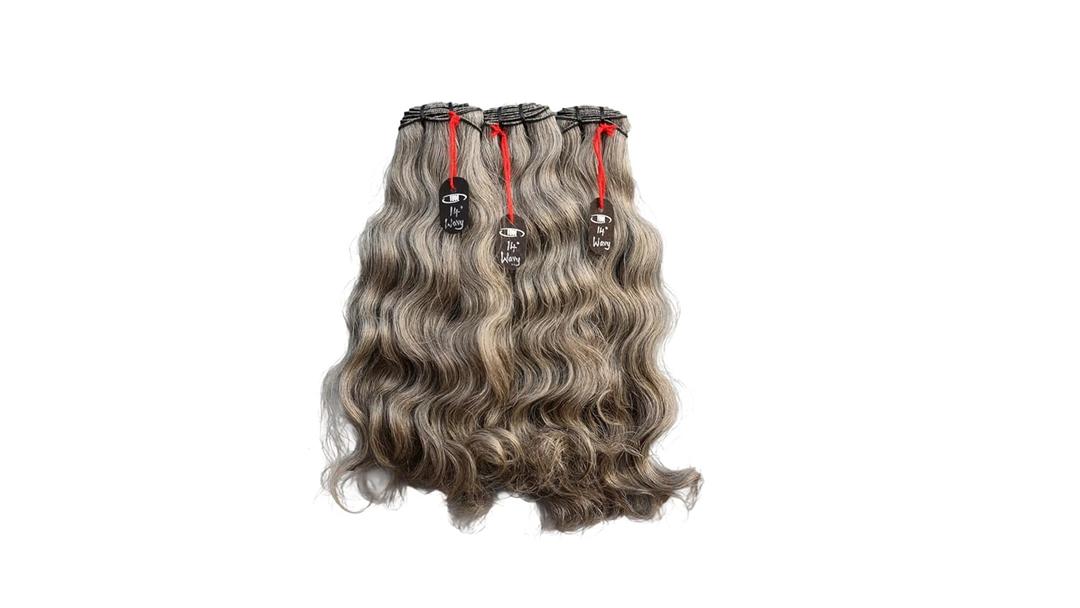 14 Wavy Salt & Pepper/Natural Gray 3 bundles. Its 100% Natural Indian Virgin Raw Hair Extensions .Natural color unprocessed and not treated with any kind of chemicals