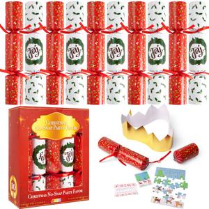 JOYIN 10 Pack Christmas Non-Snap Party Favor, Classic Table Favor Includes Party Hat, Jokes & Gifts, Christmas Table Decorations for Holiday Dinner Traditions Party Supplies