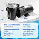 1.5 HP Pool Pump W3SP1580X15 - Compatible with Hayward Power Flo LX Series, Single Speed 115V Above Ground Pool Pump Motor, Quiet & Corrosion Resistant