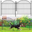 Decorative Garden Fence 24in (H) x10ft (L), 5 Pack No Dig Fence Animal Barrier for Dog with Lock, Arched Flower Bed Edging, Wire Border Panel Fencing for Yard Patio Outdoor Decor