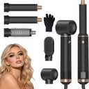 5 in 1 Blow Dryer Brush Ionic Hot Air Styler Hair Dryer Brush Blow Dryer Set Air Curling Wrap Style (Black)