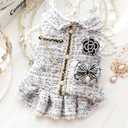 Dog Princess Dresses for Small Dogs Lolita Clothes Tweed Costume White Pet Girl Cute Coat Outfits Fall Costumes (XS,White)