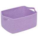 CubesLand Cube Storage Organizer Basket Bin, Cube Shelf Shelves Cotton Rope Basket, Durable Woven Rectangular Basket for Organizing, Nursery Toys Basket, 14x10x7.08IN Purple Basket