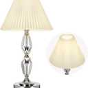 Rechargeable Table Lamp With Touch Dimmer,Acrylic Cordless Lamp with 4400mAh Battery Operated,3-Level Brightness,Pleated Linen Fabric Shade,Portable Cordless Table Lamp for Dinner,Patio(Bulb Included)