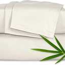 Pure Bamboo King Sheets, Genuine 100% Organic Viscose Derived from Bamboo Bed Sheet Set, Luxuriously Soft & Cooling, Double Stitching, 2 Year Quality Promise (King, Ivory)
