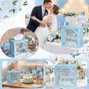 OurWarm Blue Wedding Card Box with Acrylic Window, PVC Gift Card Box for Wedding Decorations Reception, Envelope Money Gift Boxes for Party Baby Shower Anniversary Graduation Birthday Bridal Decor