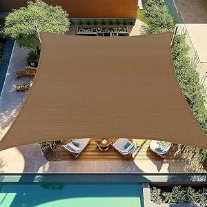 Shade&Beyond Rectangle Sun Shade Sail 08'X12' Permeable Canopy Mocha for Patio Garden Yard Deck Pergola