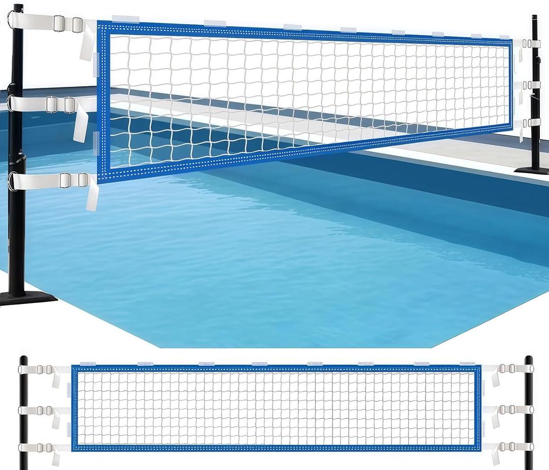 Upgrade Pool Volleyball Net Replacement, Adjustable Length 15-31 FT Portable Volleyball Net for Inground Pools & Above Ground Pools, Heavy Duty PE Net for Backyard Swimming Pool Beach(Net Only)