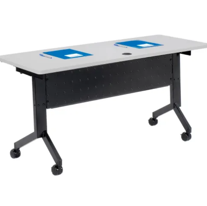 Interion Flip-Top Training Table, 60"L x 24"W, Gray