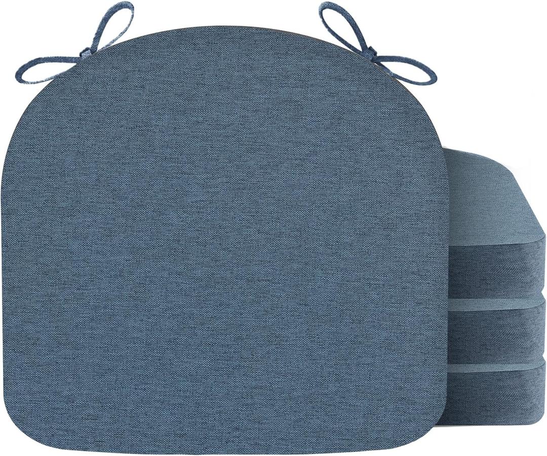 Nordjager Chair Cushions for Dining Chair Seat Set of 4, Memory Foam Chair Pads Help You Relief from Sedentary Discomfort in The Office or Kitchen and Dining Rooms(17" x 16" x 2.5", Blue)