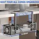 Under Desk Cable Management Tray, GZOKMOG Cord Management with Upgraded Clamp No Drill, Metal Cable Management Box for Home Office, Wire Management for Standing Desk, 2 Pack Black, 13.38 inch