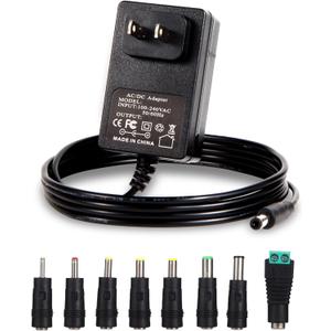 9V Power Supply 1A AC Adapter DC 9Volt Power Adapter Charger 9V Power Cord with 8 Interchangeable DC Plug for 100mA 300mA 400mA 500mA 600mA 700mA 800mA 900mA 1000mA Equipment