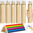 6 Pack #2 HB Pencils Bulk in Tube with Sharpener Assorted Colors Wood-cased Pre-sharpened Pencils Gifts for Christmas Back to Supplies Prize Party Favor (Wooden)
