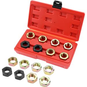 QWORK Axle Spindle Rethreading Tool Set, 8 Die Sizes, Compatible with 1-1/4" Socket/Wrench, for Vehicle Axle Thread Repair & Maintenance, Durable Storage Case