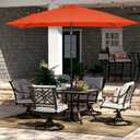 JEAREY 6.5x10 ft Rectangular Patio Umbrellas Rectangle Outdoor Umbrella with Push Button Tilt and Crank, Market Table Umbrella 6 Sturdy Ribs UV Protection for Poolside Garden Backyard Deck, Orange