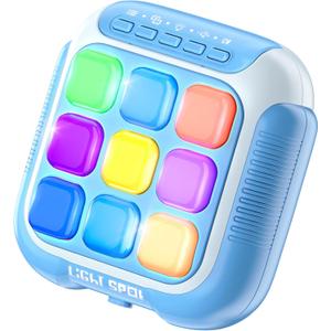 Tic Tac Toe Electronic Handheld Puzzle Game Console Fidget Toys w/ 7 Game Modes, Portable Fast and Fun Car Travel Press Games for Kids and Adults, Ideal Xmas Birthday Gifts for Ages 3+ (Blue)